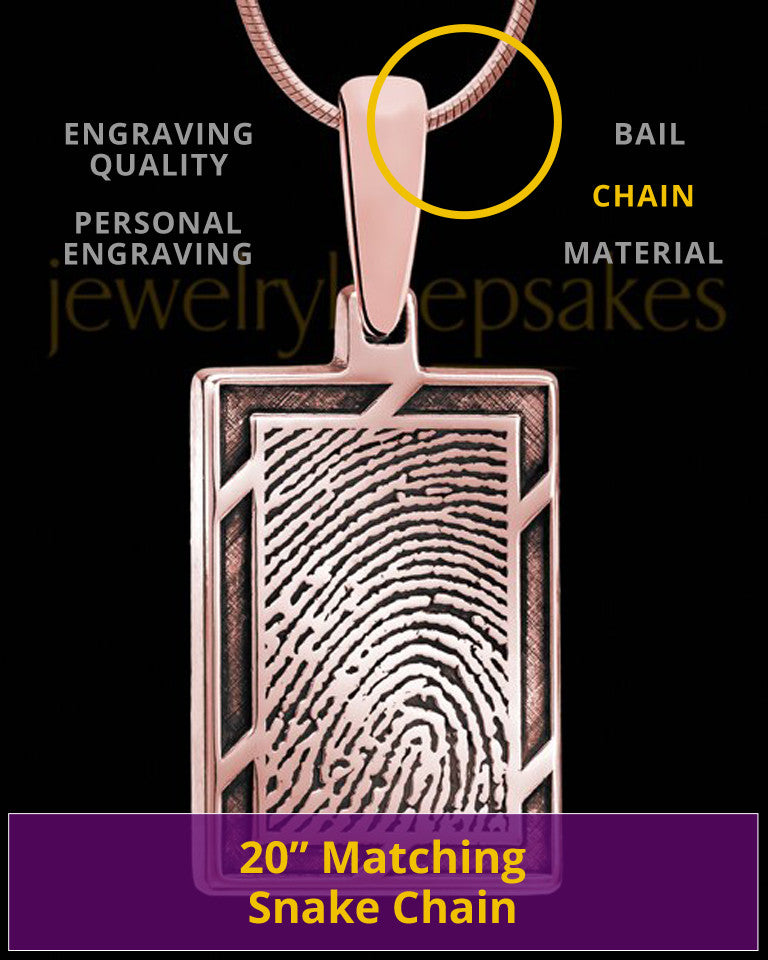 Rose Gold Plated Framed Rectangle Thumbprint Pendant