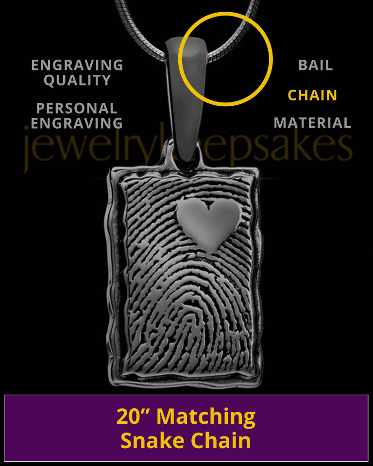 My Love Rectangle Thumbprint Black Plated Pendant