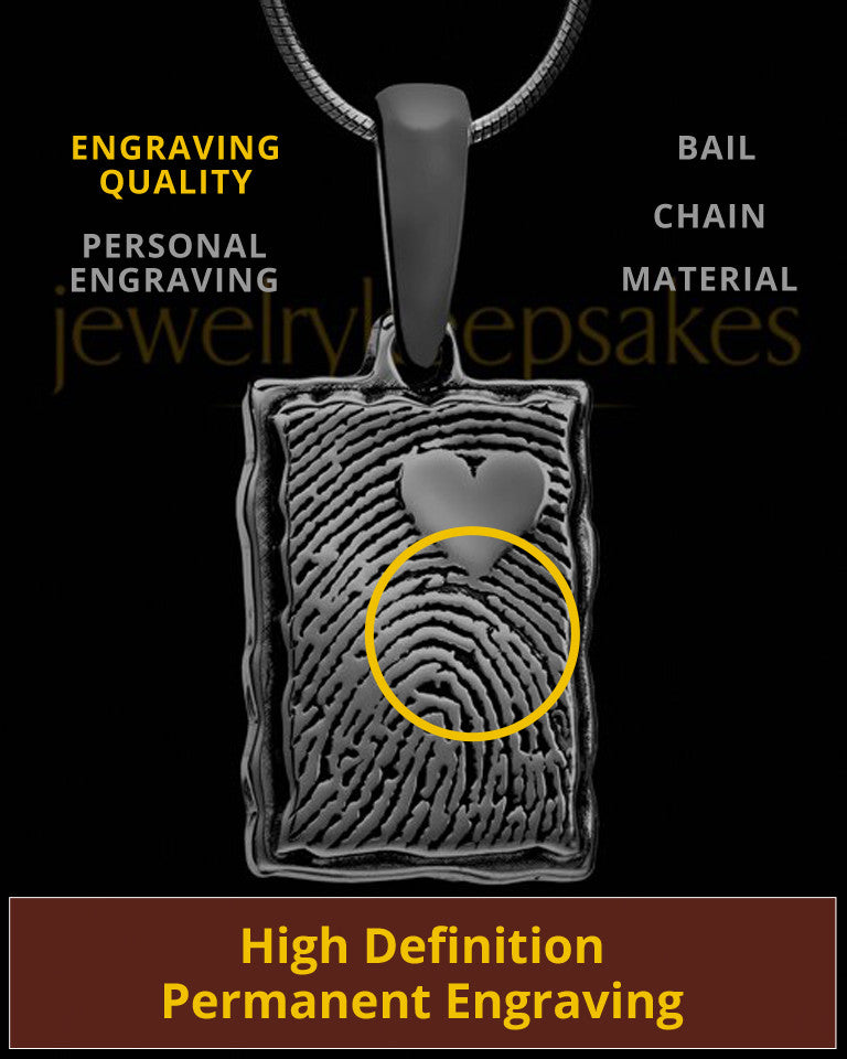 My Love Rectangle Thumbprint Black Plated Pendant