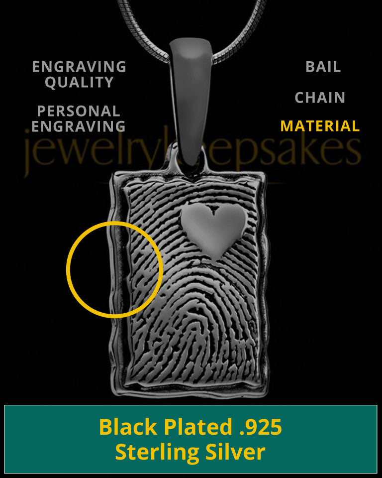 My Love Rectangle Thumbprint Black Plated Pendant