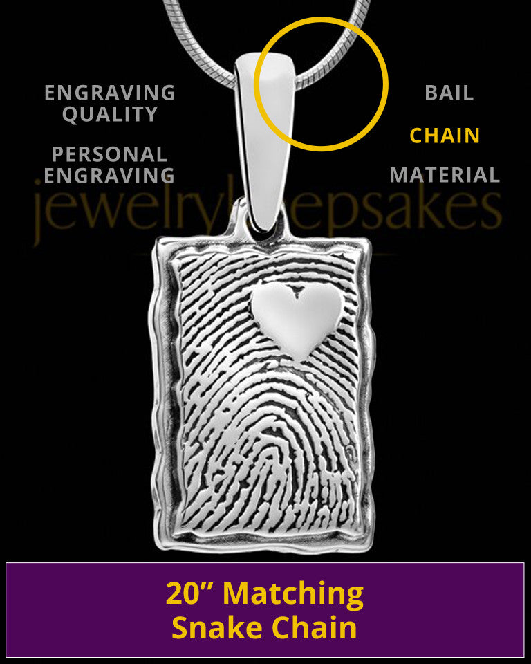 Engravable Rectangle Thumbprint Pendant My Love Sterling Silver