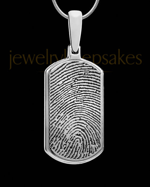 Sterling Silver Dog Tag Thumbprint Pendant