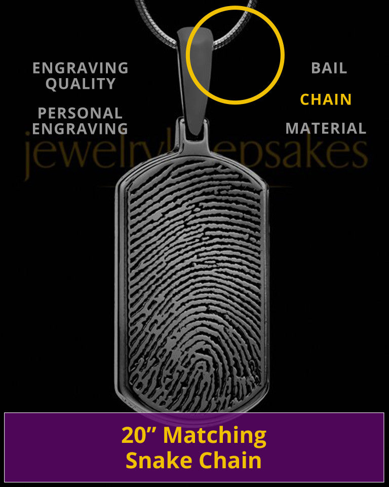 Black Dog Tag Thumbprint Pendant