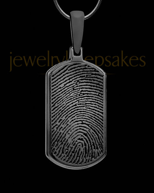 Black Dog Tag Thumbprint With Signature Pendant