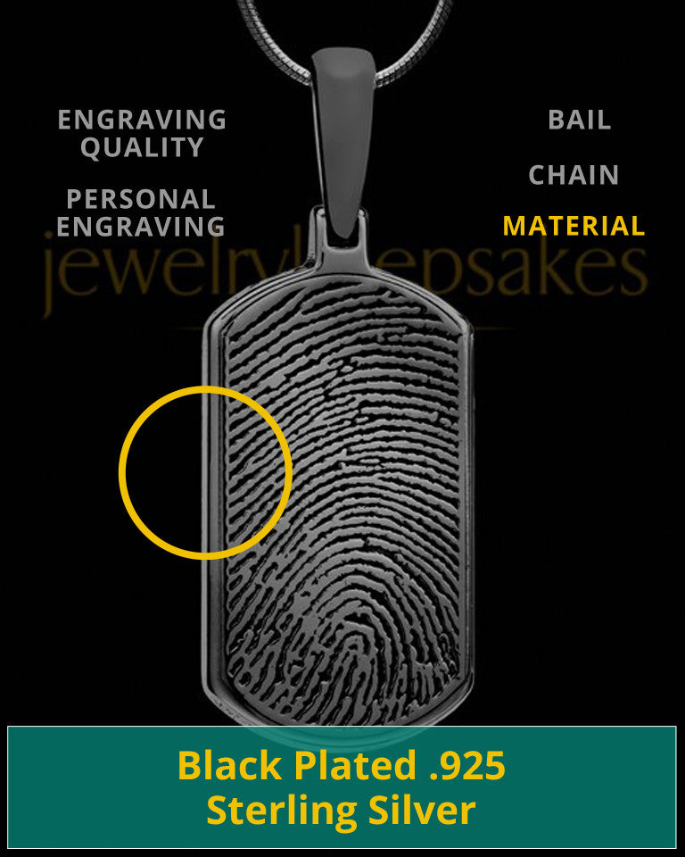 Black Dog Tag Thumbprint Pendant