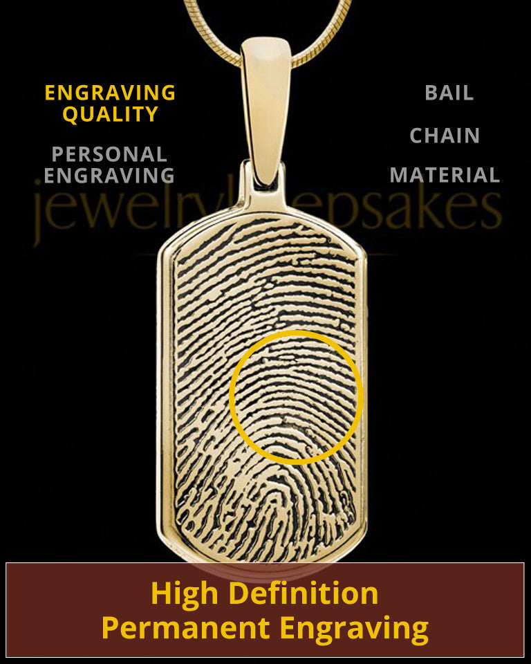 Solid 14k Gold Dog Tag Thumbprint Pendant