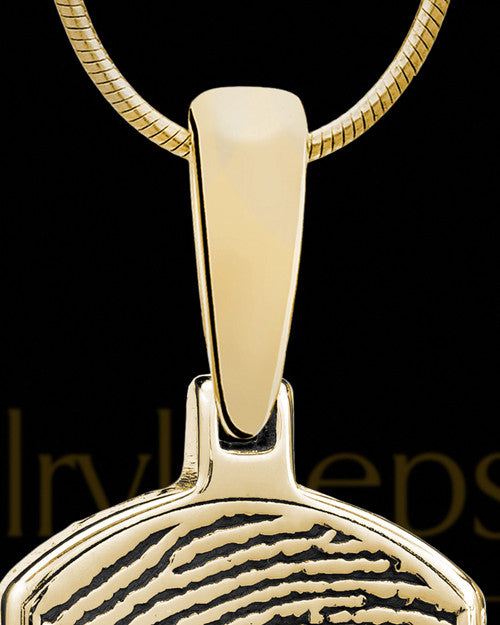 Solid 14k Gold Dog Tag Thumbprint With Signature Pendant