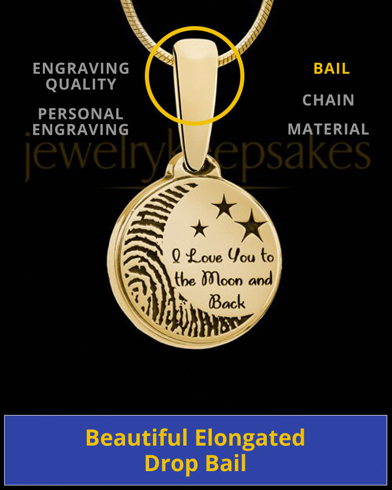 Solid 14k Gold to the Moon and Back Thumbprint Pendant