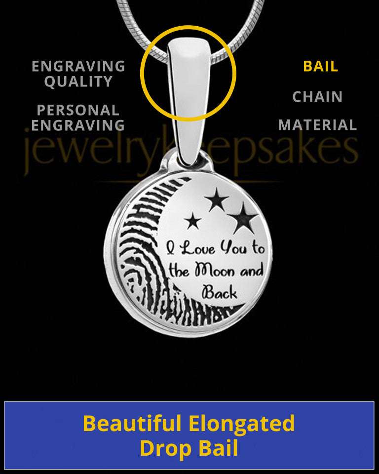 Solid 14k White Gold to the Moon and Back Thumbprint Pendant