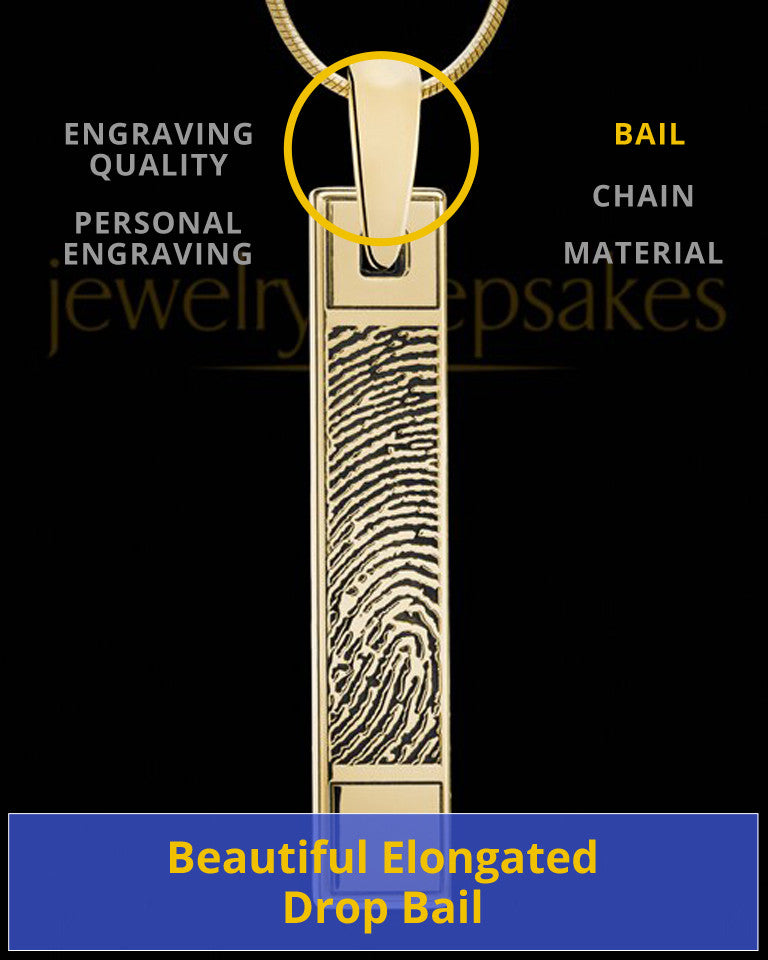 Solid 14k Gold Bar Thumbprint Pendant