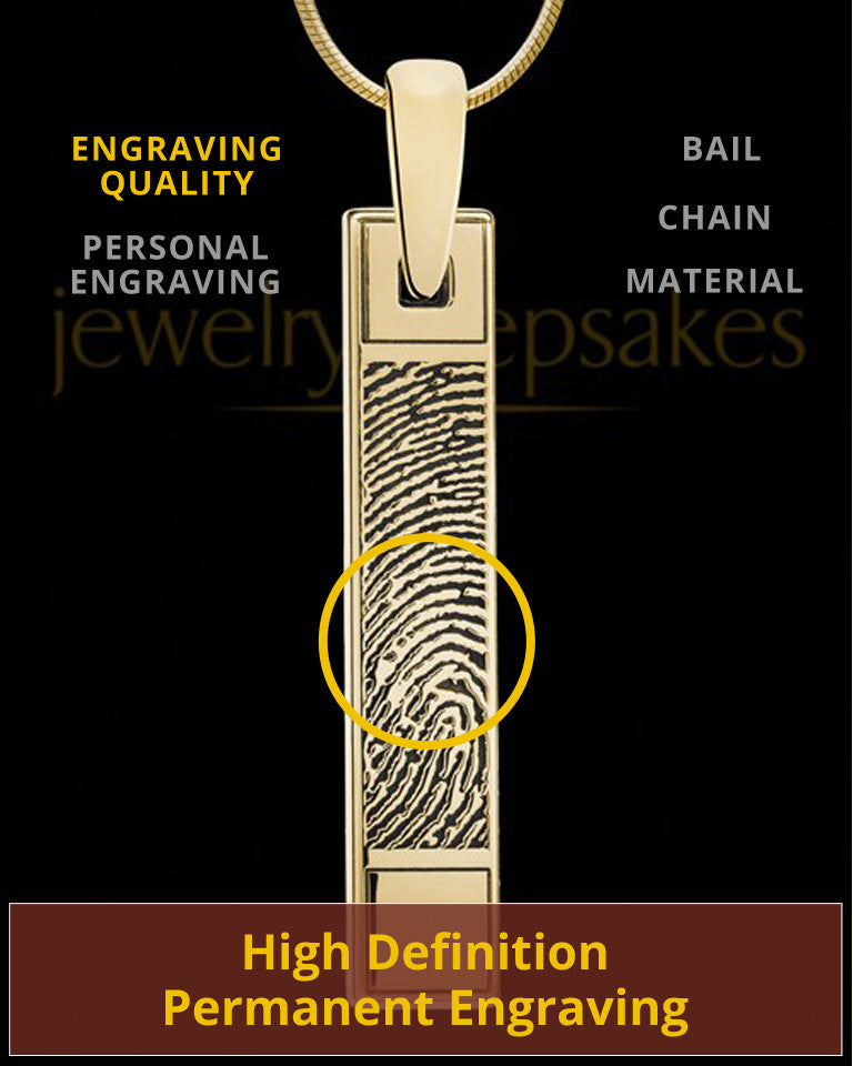 Solid 14k Gold Bar Thumbprint Pendant