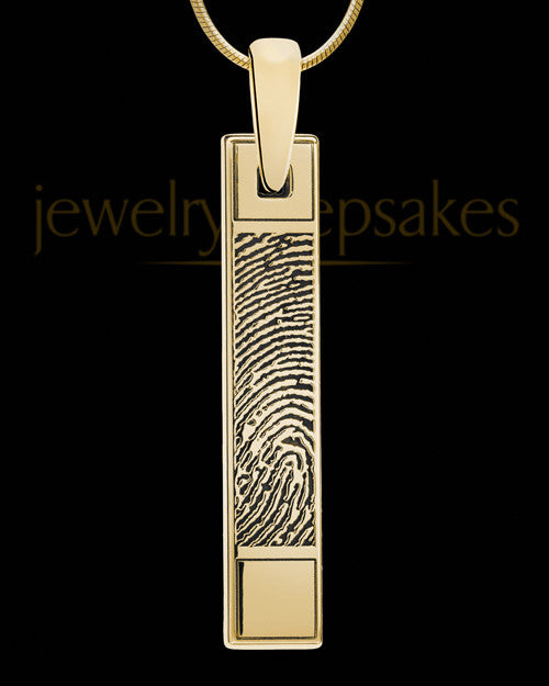 Solid 14k Gold Bar Thumbprint Pendant