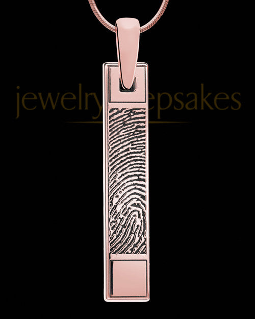 Thumbprint Bar Rose Gold Plated With Signature Pendant