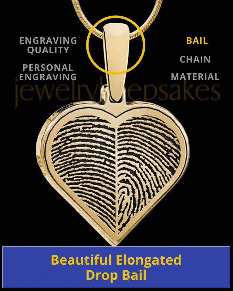 Solid 14k Gold Two-print Heart Thumbprint Pendant