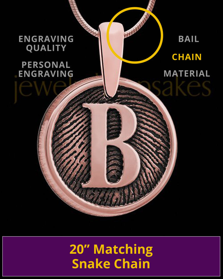 Raised Initial Rose Gold Plated Round Thumbprint Pendant
