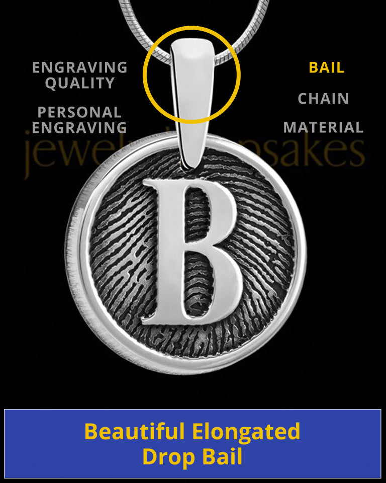 Raised Initial Round Sterling Silver Thumbprint Pendant