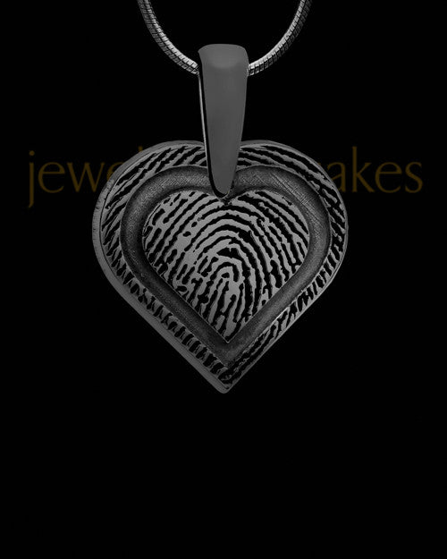 Bounded Heart Thumbprint Black Plated Pendant