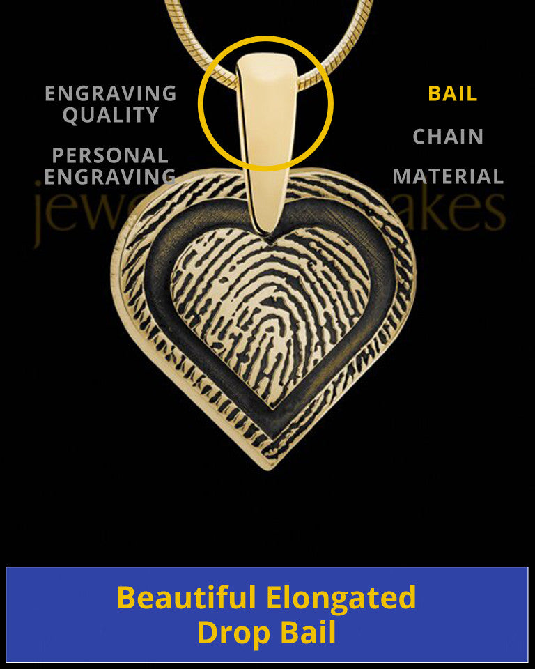 Solid 14k Gold Bounded Heart Thumbprint Pendant