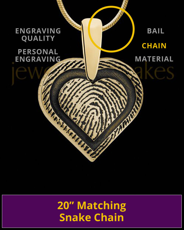 Solid 14k Gold Bounded Heart Thumbprint Pendant
