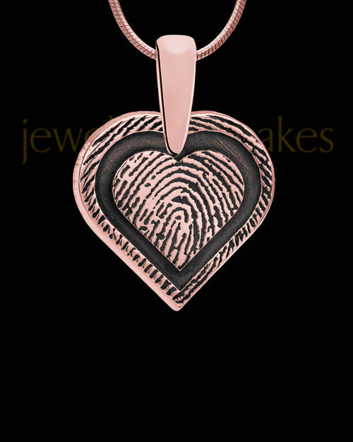 Rose Gold Plated Bounded Heart Thumbprint Pendant