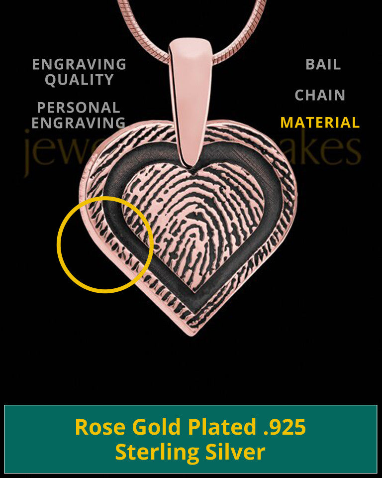 Rose Gold Plated Bounded Heart Thumbprint Pendant