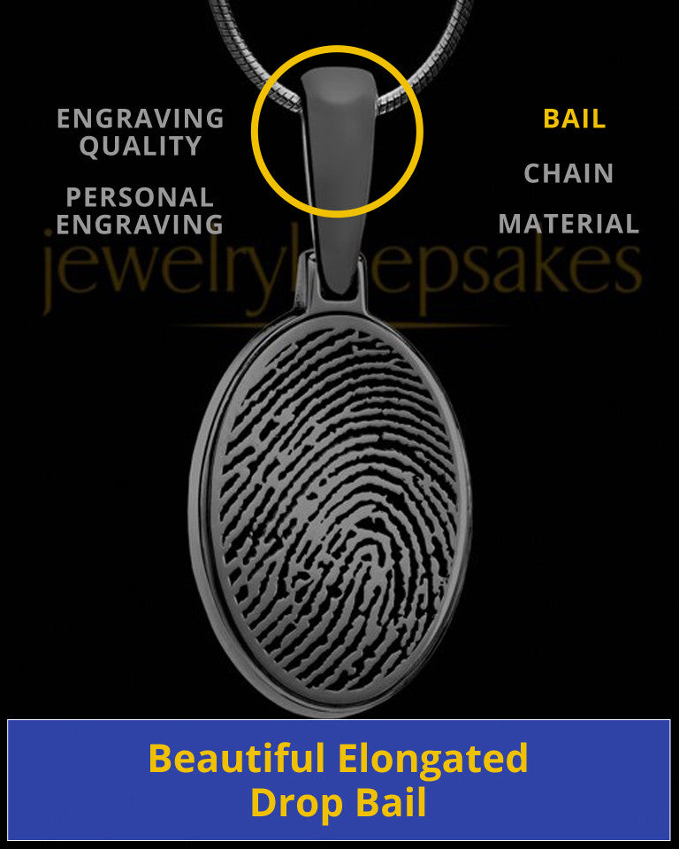Black Plated Oval Thumbprint Pendant