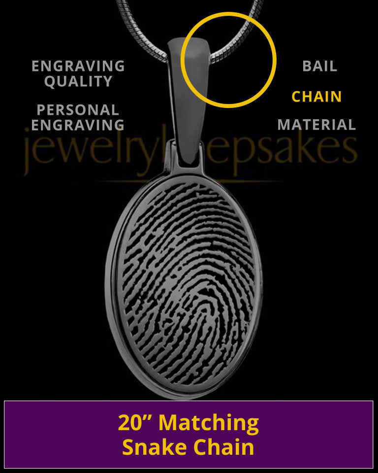 Black Plated Oval Thumbprint Pendant