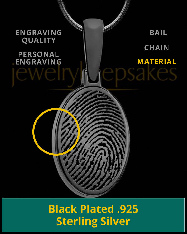 Black Plated Oval Thumbprint Pendant