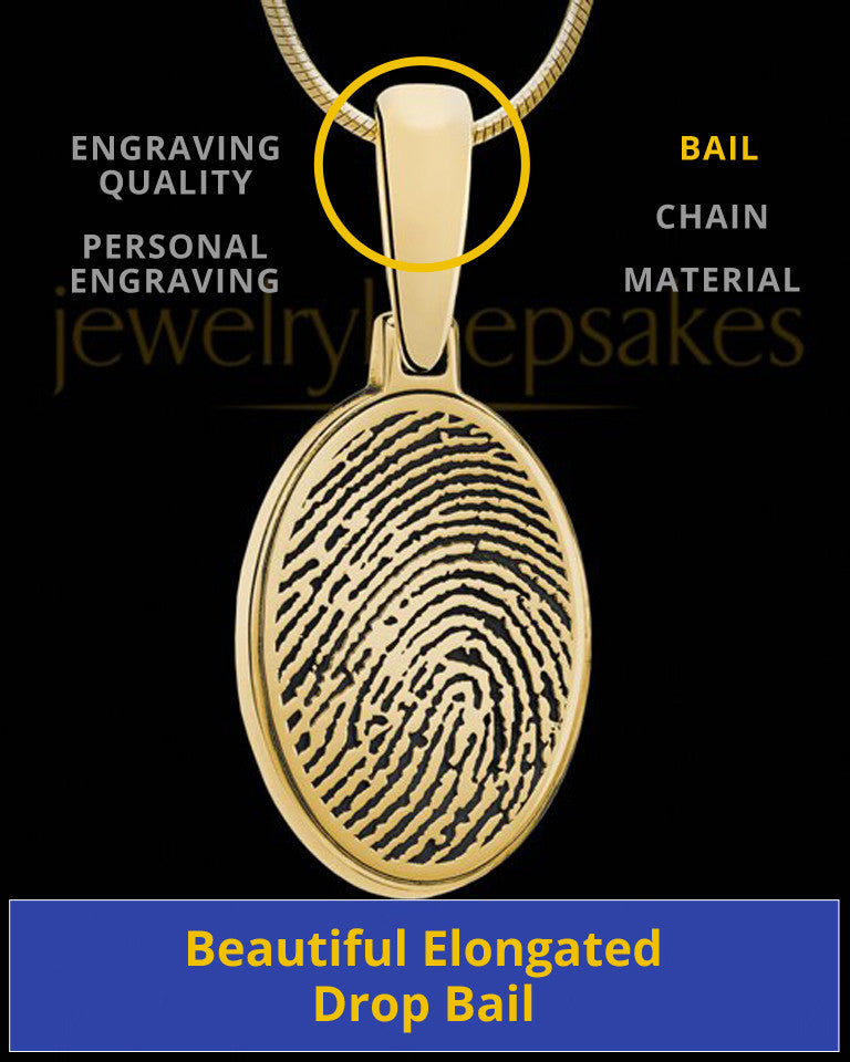 Solid 14k Gold Oval Thumbprint Pendant