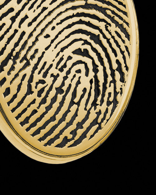 Oval Solid 14K Gold Thumbprint With Signature Pendant