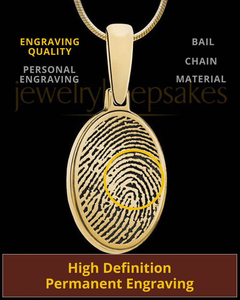 Solid 14k Gold Oval Thumbprint Pendant