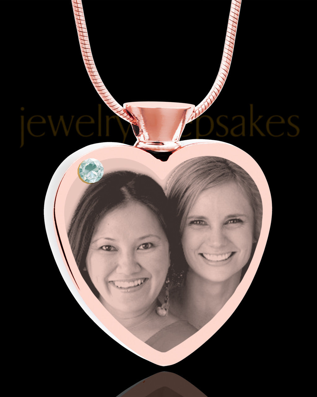 April Rose Gold Plated Heart Photo Engraved Cremation Pendant