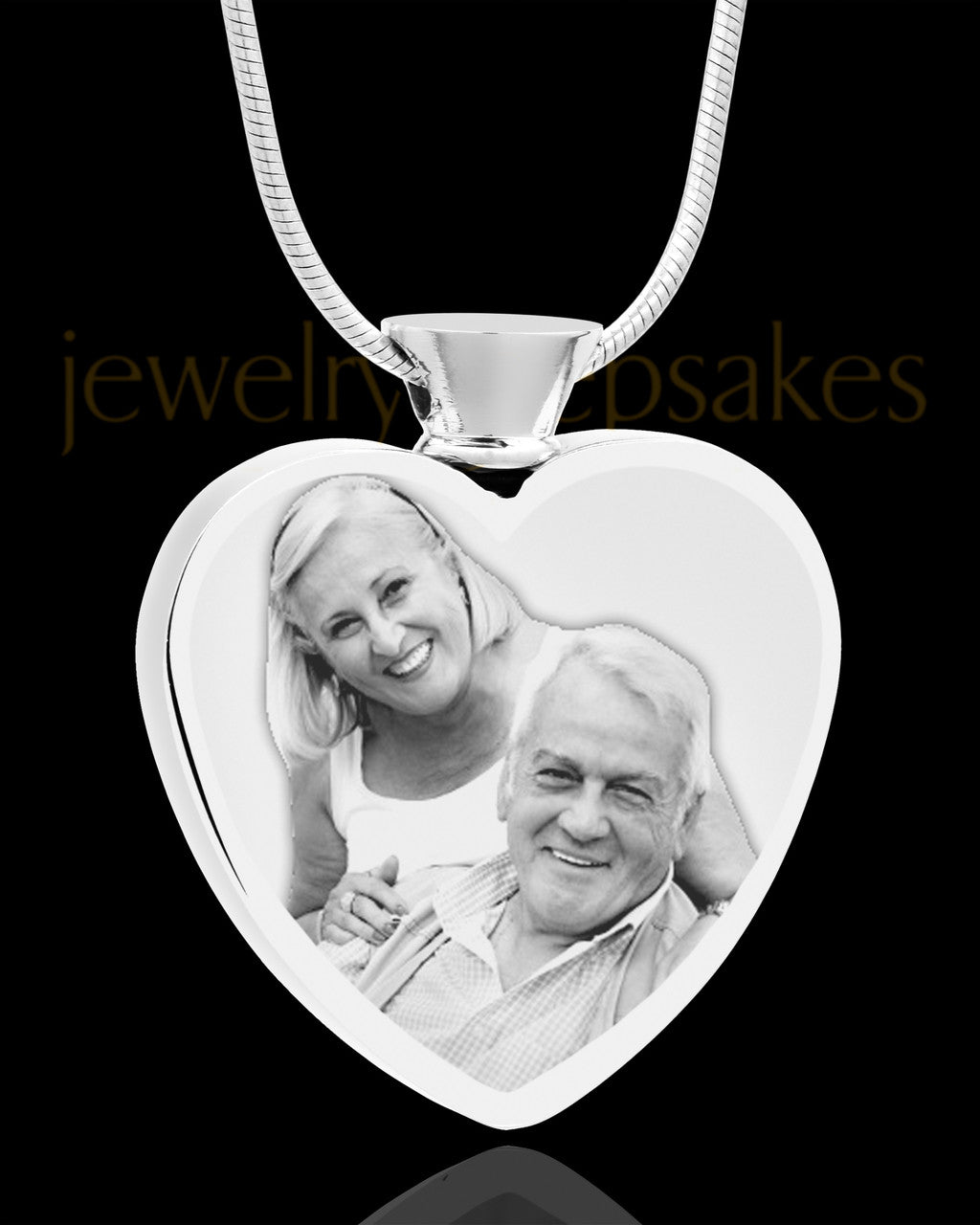 Engraved Heart Photo Pendant Necklace For Ashes Stainless Steel