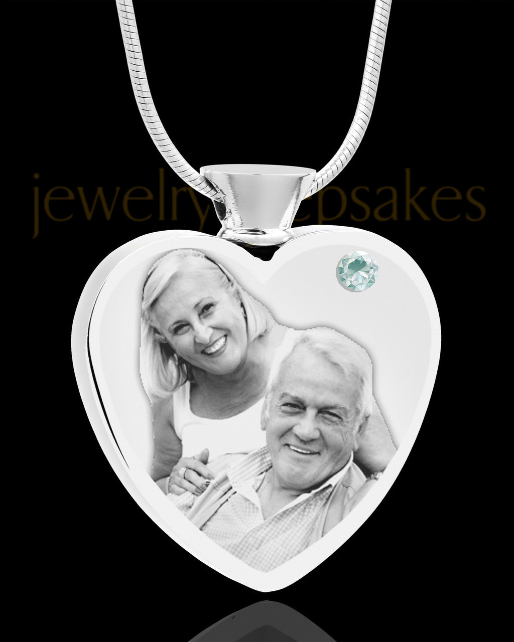 April Stainless Steel Photo Engraved Heart Cremation Pendant