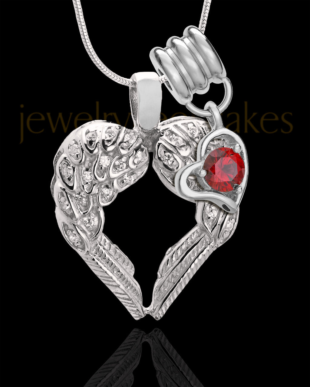 January Winged Memories' Sterling Silver Heart Cremation Pendant