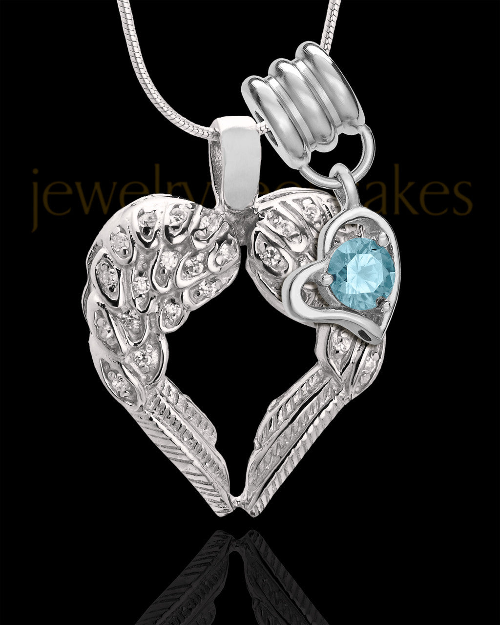 March Winged Memories' Sterling Silver Heart Cremation Pendant