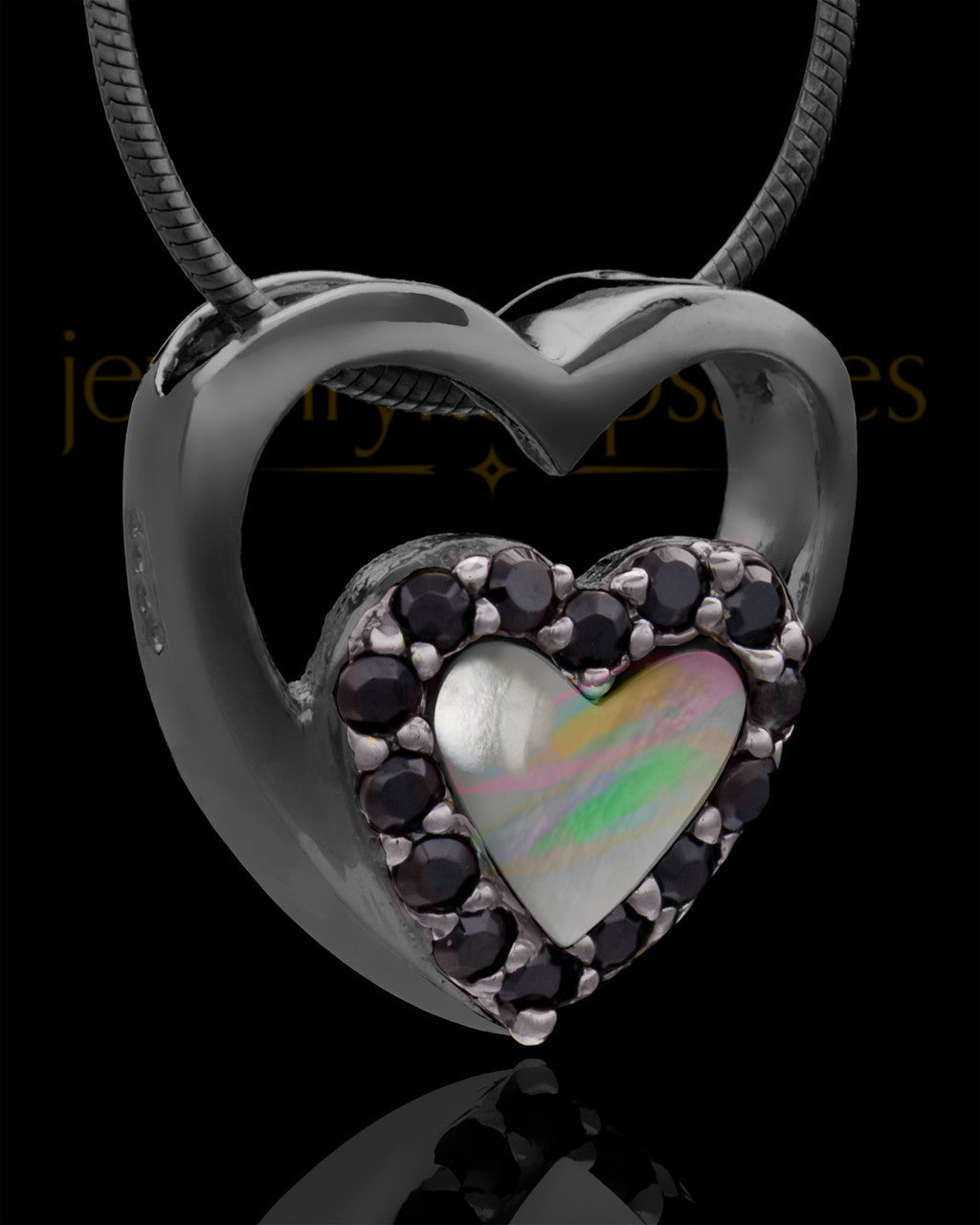 Black Plated Heart Duo Keepsake Jewelry