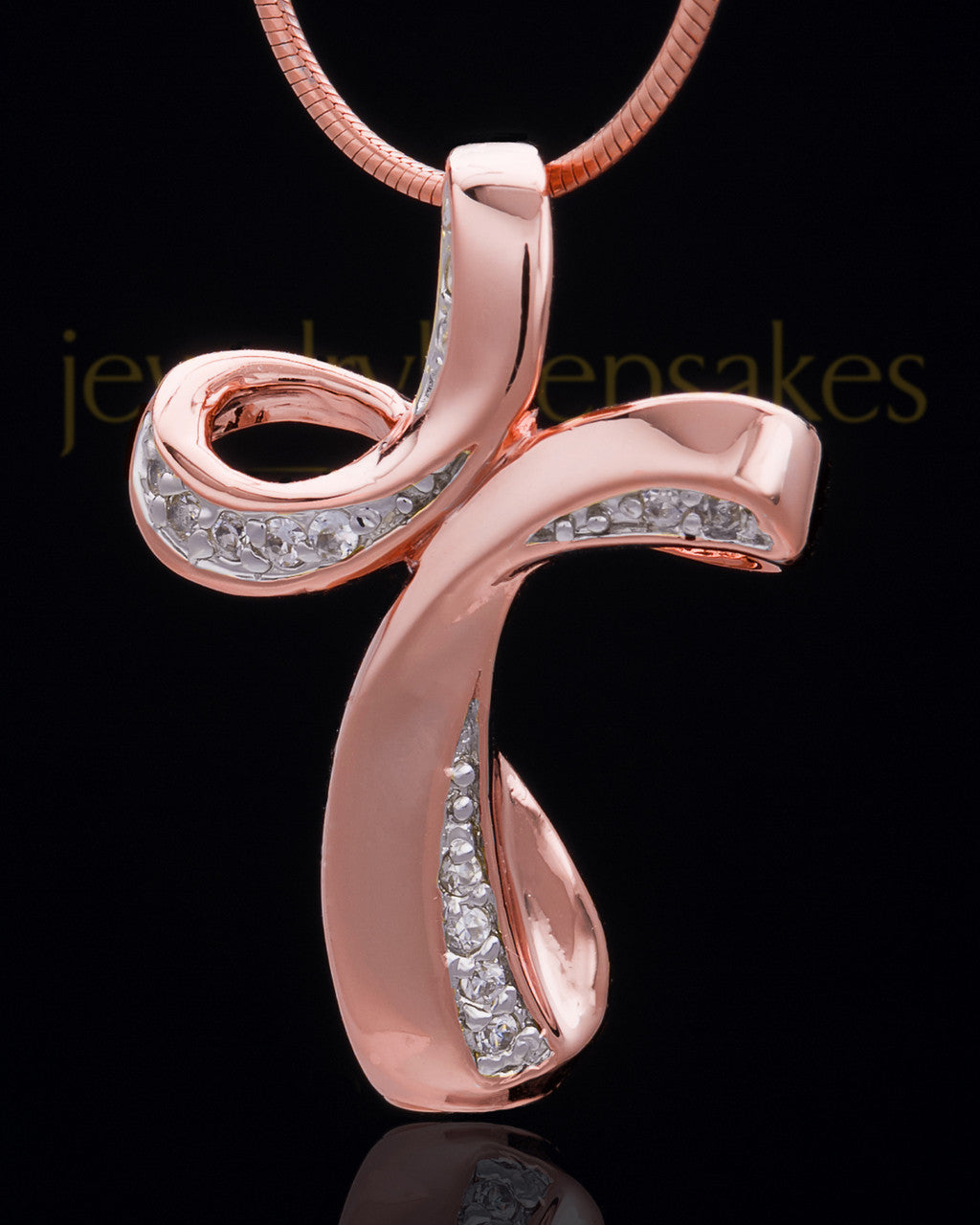 Rose Gold Plated Fluid Cross Keepsake Jewelry