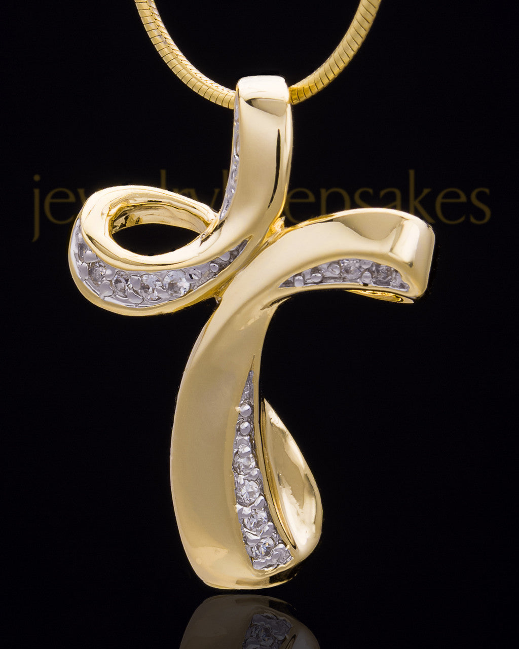 Gold Plated Fluid Cross Keepsake Jewelry
