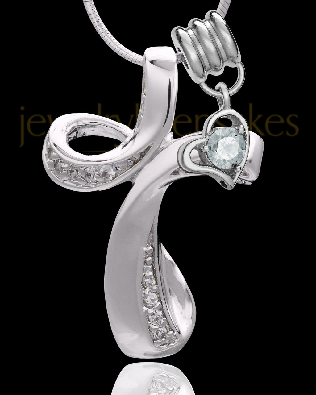 Sterling Silver April Fluid Cross Keepsake Jewelry