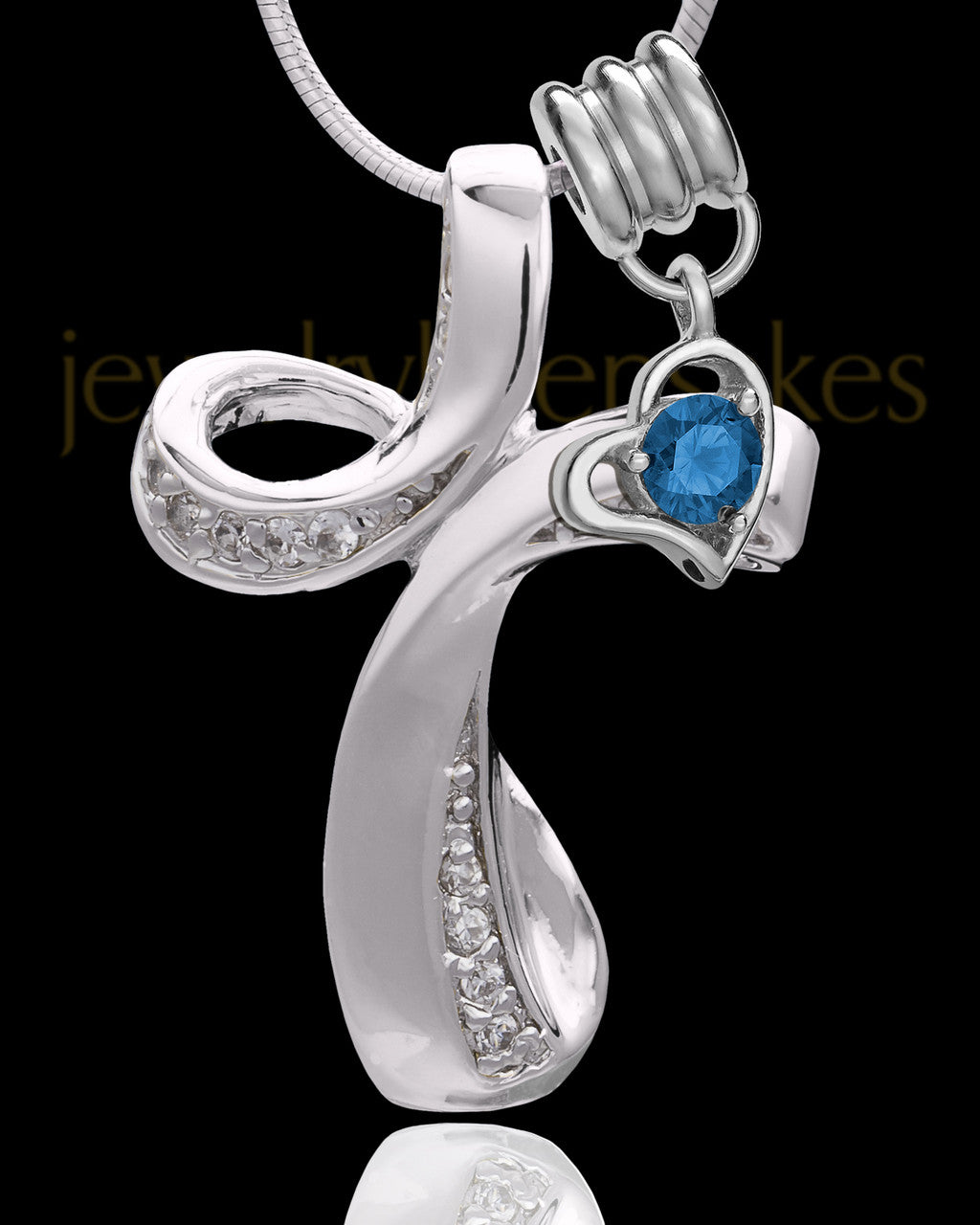 Sterling Silver September Fluid Cross Keepsake Jewelry