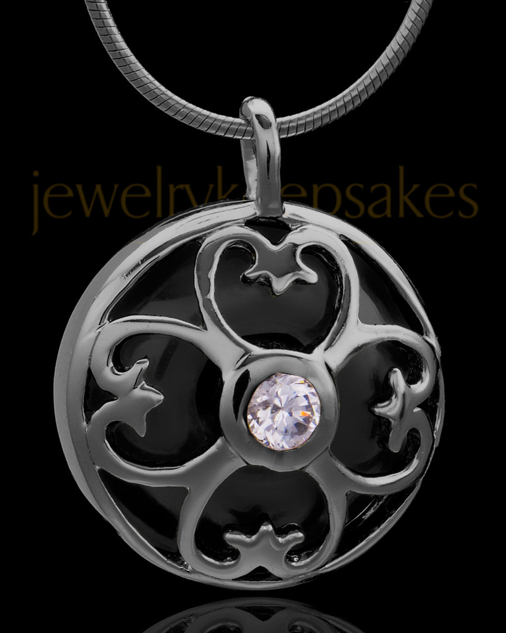 Black Plated Clover Heart Keepsake Jewelry