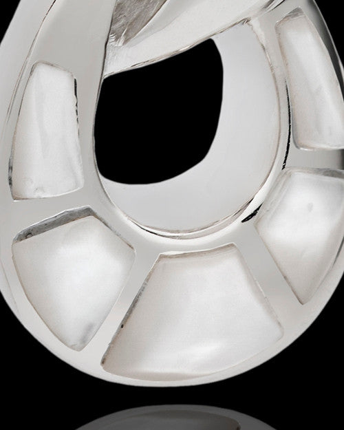 Infinity with Mother of Pearl Swarovski Stones Ash Pendant in White Gold