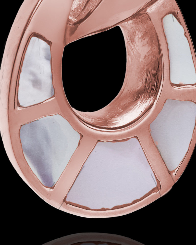 Infinity with Swarovski Stones Mother of Pearl Ash Pendant in 14K Rose Gold
