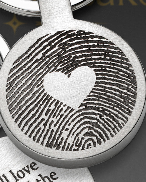 Round My Love Stainless Steel Thumbprint Keychain