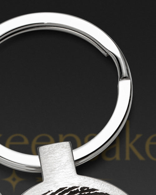 Round My Love Stainless Steel Thumbprint Keychain