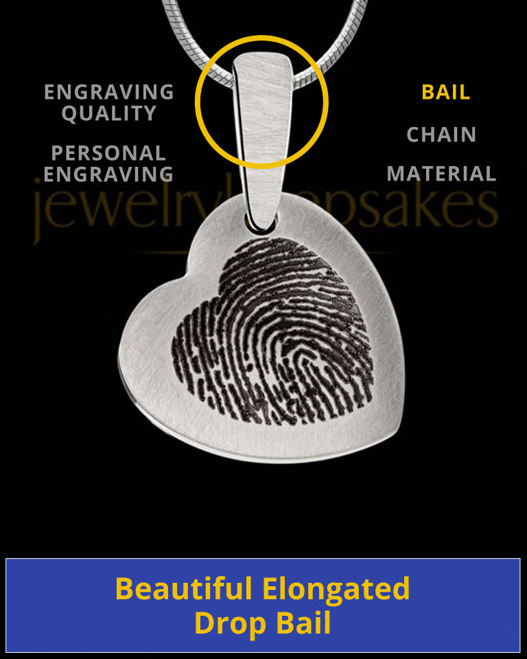 Heart Brushed Stainless Thumbprint Pendant