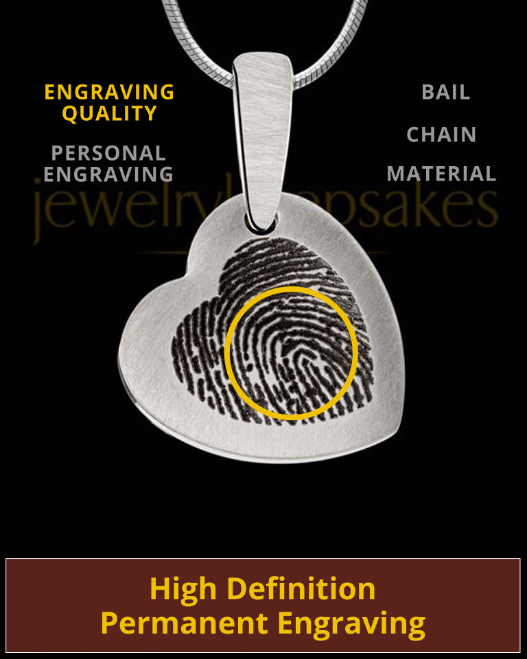 Heart Brushed Stainless Thumbprint Pendant