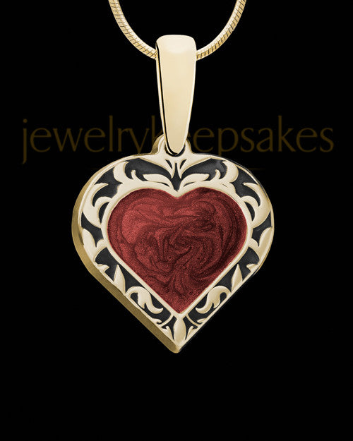 Solid 14K Gold Burning Heart Ash Jewelry