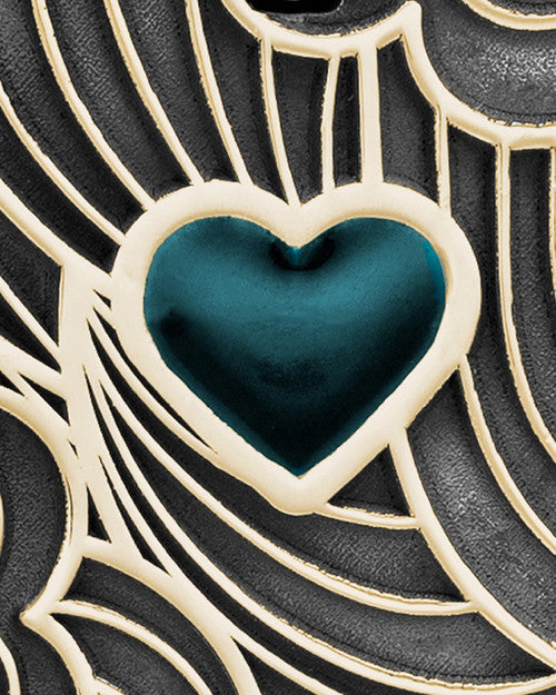 Solid 14K Gold Blue Boxed Heart Ash Jewelry